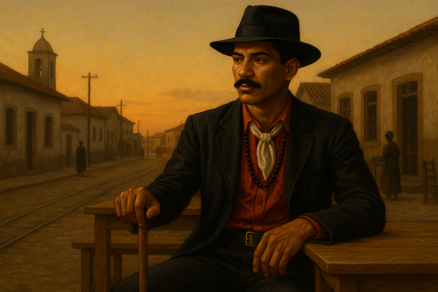 Malandro Camisa Preta sentado em um bar